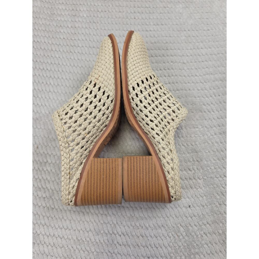 Time & Tru Booties Womens Size 7.5 Ivory Woven Block Heel Mule Slip On Open Back - Picture 5 of 10